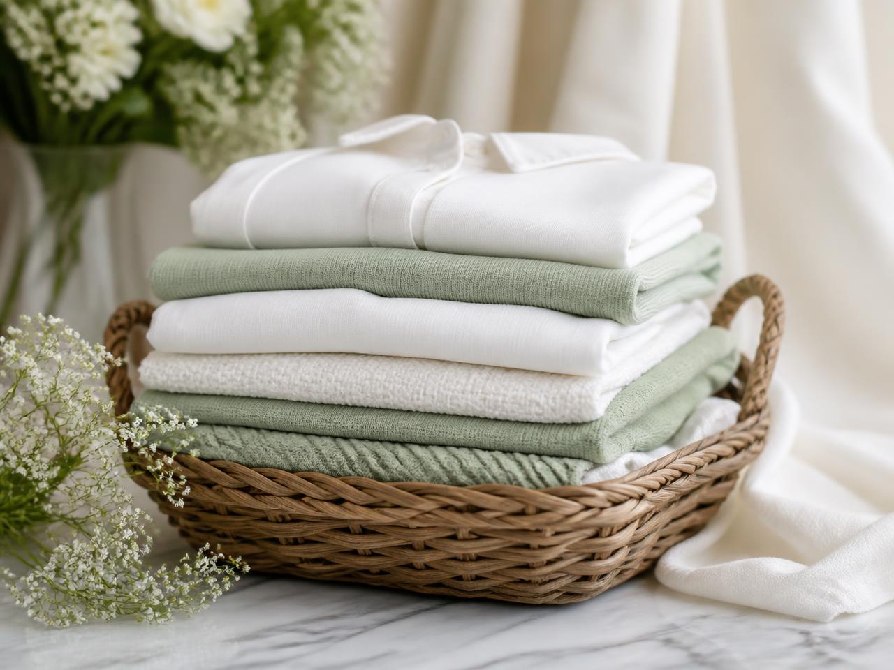 Fresh folded laundry prepared with care